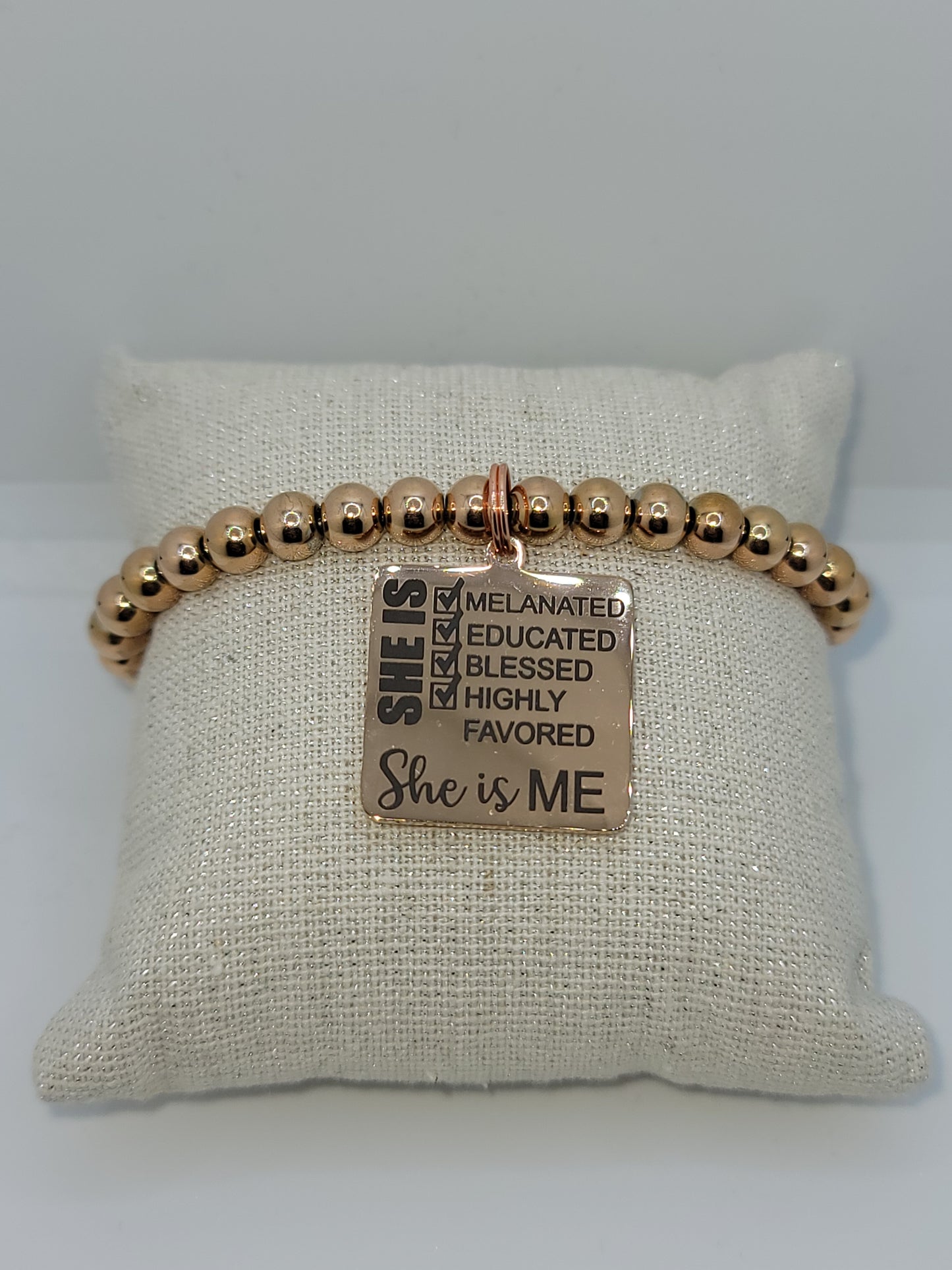 She Is ...Melanated, Education, Blessed, Highly Favored Beaded Bracelet