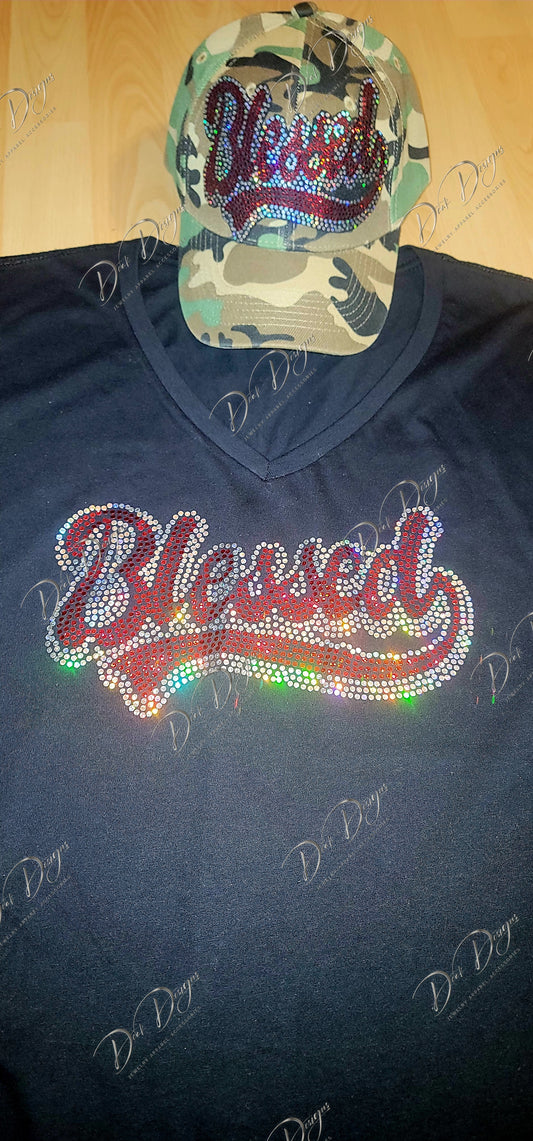 Blessed Tshirt (Red and Silver)