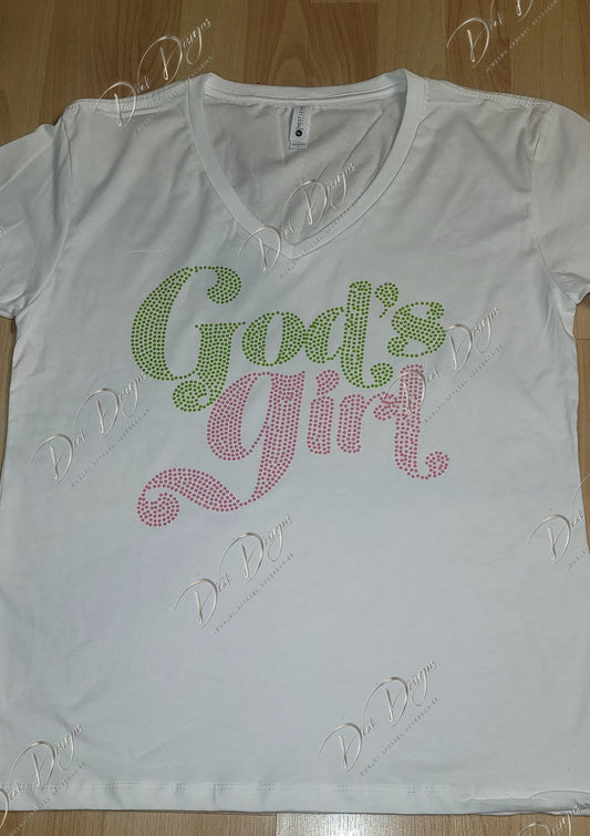 God's Girl Tshirt (Pink and Green)