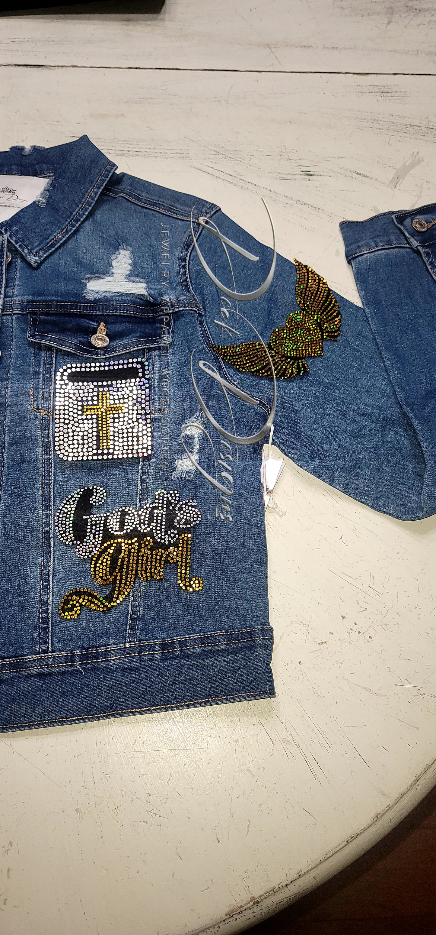 God's Girl Denim Jacket (Silver and Gold)